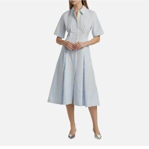 VINCE Canvas Tape Short Sleeve Cotton Midi Shirt Dress